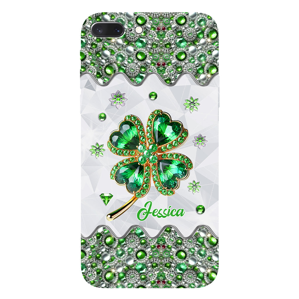 Coque de téléphone personnalisée avec trèfle à quatre feuilles porte-bonheur pour la Saint-Patrick - Impression intégrale