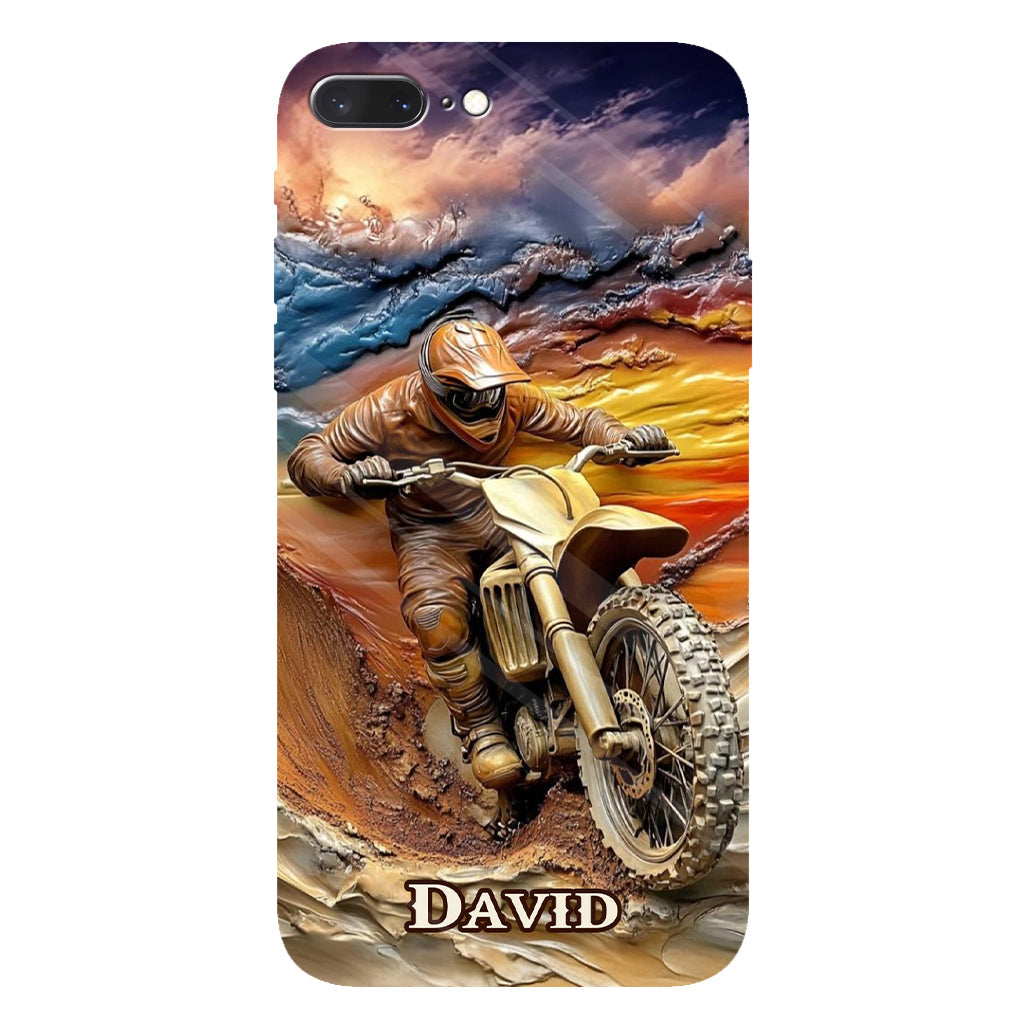 Né pour rouler - Coque de téléphone personnalisée avec impression intégrale de moto cross