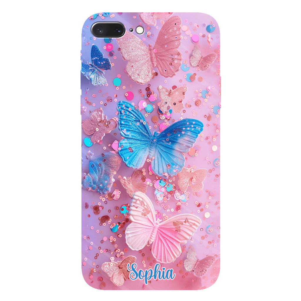 Coque de téléphone personnalisée avec motif papillon scintillant - Papillons scintillants