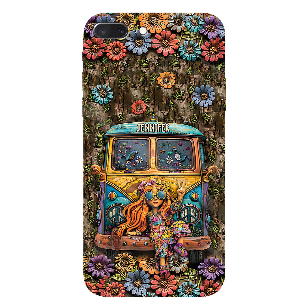 Niedliche Wohnwagen-Handyhülle mit personalisiertem Hippie-Vollbilddruck