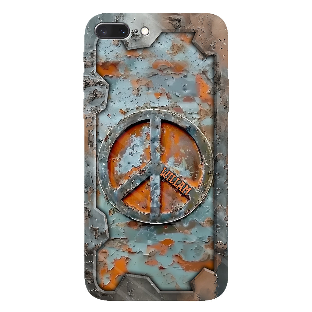 Liebe und Frieden – Personalisierte Handyhülle im Hippie-Stil mit Vollprint