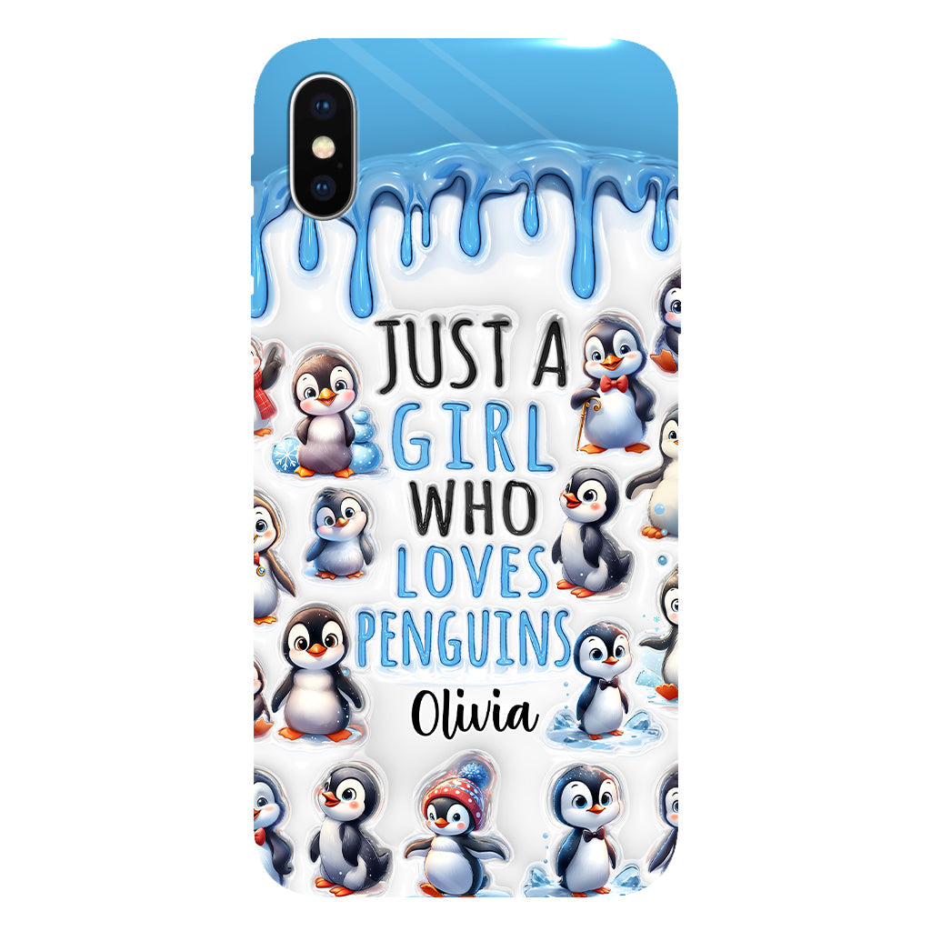 Juste une fille qui aime les pingouins - Coque de téléphone personnalisée avec impression intégrale « Amoureuse des pingouins »