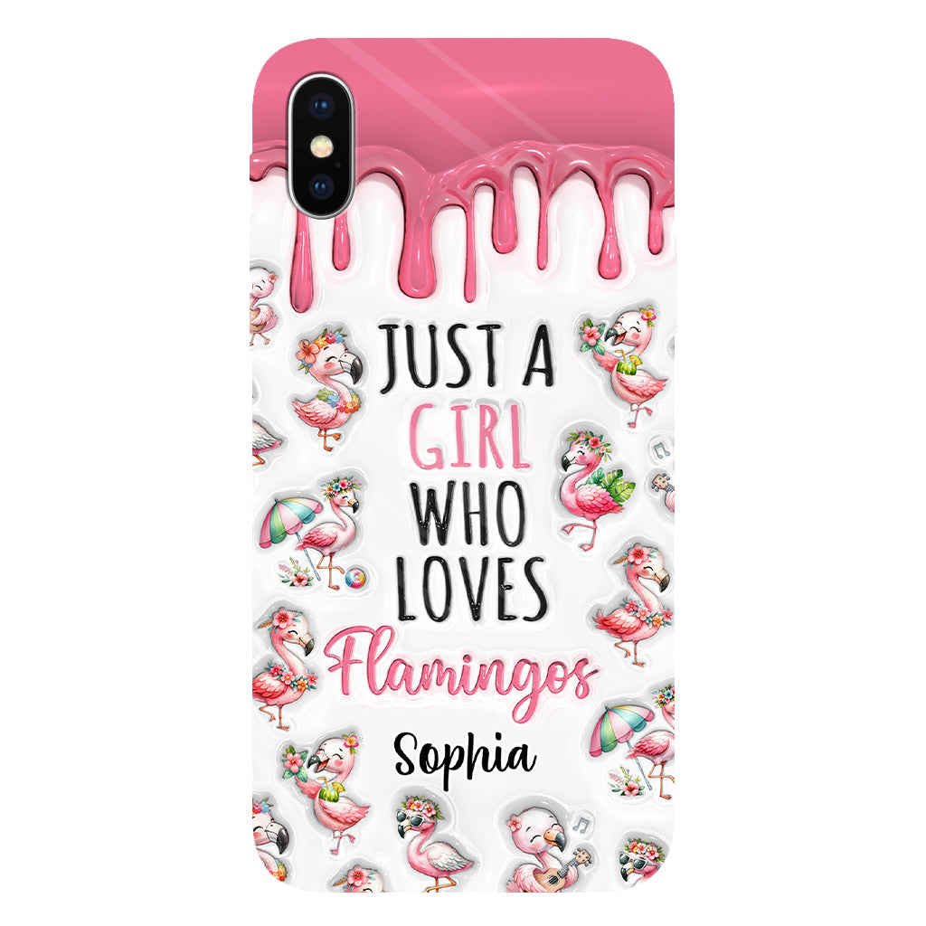 Juste une fille qui aime les flamants roses - Coque de téléphone personnalisée avec imprimé flamant rose
