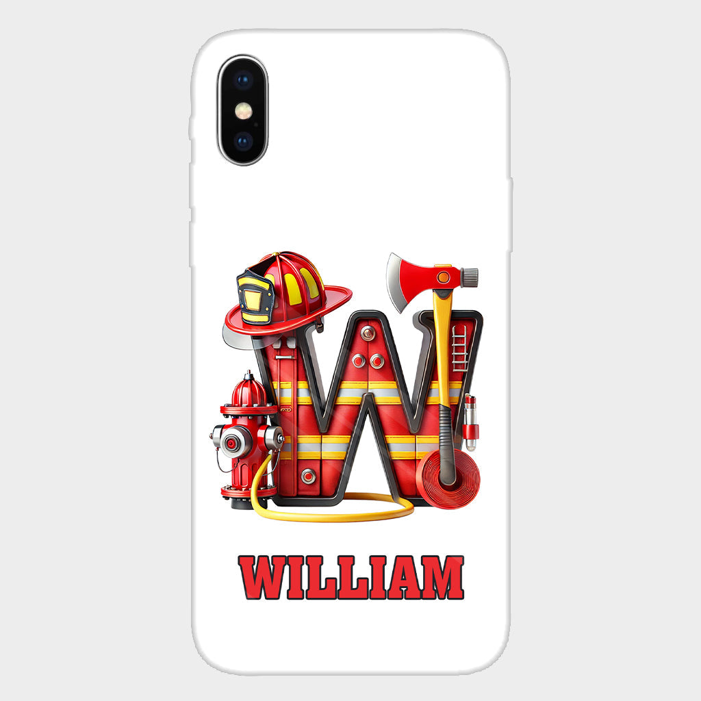 Étui de téléphone personnalisé avec motif pompier Alphabet - Coque de téléphone imprimée intégrale
