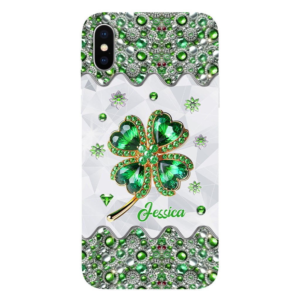 Coque de téléphone personnalisée avec trèfle à quatre feuilles porte-bonheur pour la Saint-Patrick - Impression intégrale