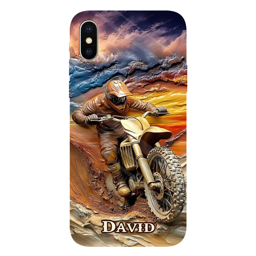 Né pour rouler - Coque de téléphone personnalisée avec impression intégrale de moto cross