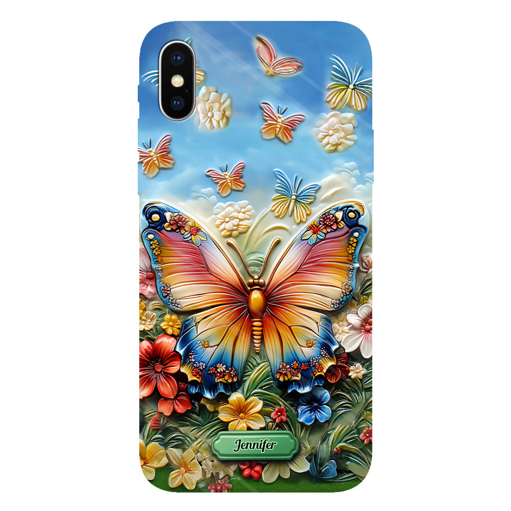 Wunderschöner Schmetterling, Biene, Libelle, Kolibri – personalisierte Handyhülle mit Schmetterlingsmotiv