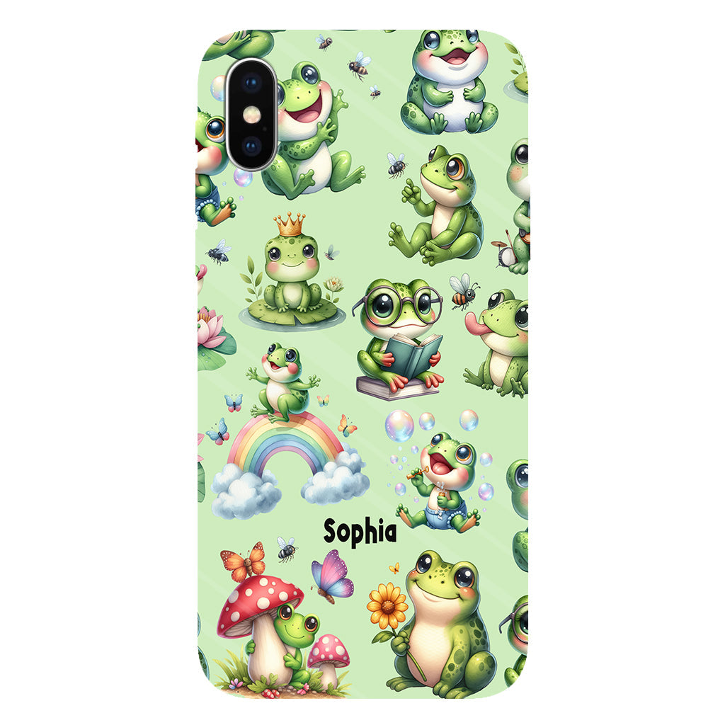 Einfach ein Mädchen, das Frösche liebt – Personalisierte Handyhülle mit Frosch-Vollbilddruck