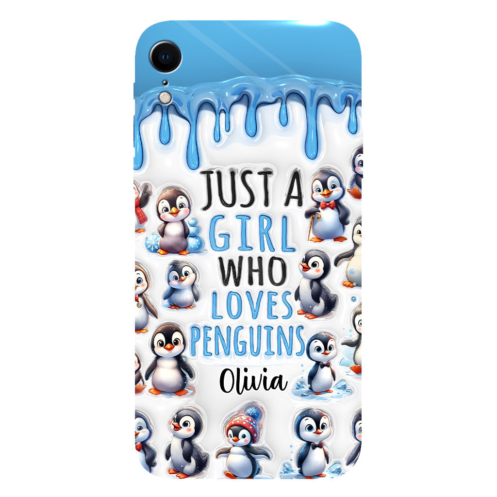 Juste une fille qui aime les pingouins - Coque de téléphone personnalisée avec impression intégrale « Amoureuse des pingouins »