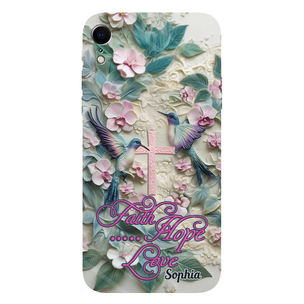 Foi, Espérance, Amour - Coque de téléphone personnalisée avec colibri - Impression intégrale
