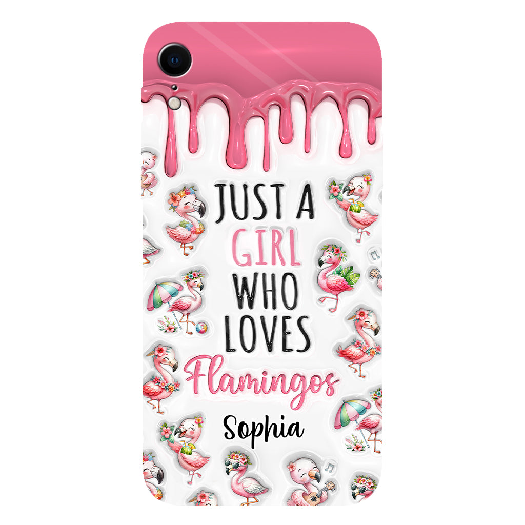 Juste une fille qui aime les flamants roses - Coque de téléphone personnalisée avec imprimé flamant rose