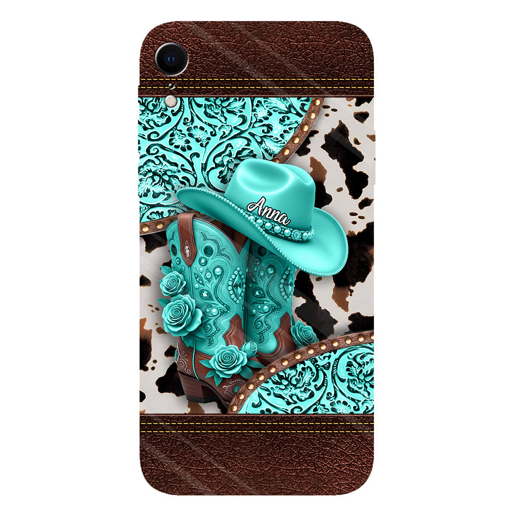 Western-Cowgirl-Stiefel – Personalisierte Handyhülle mit Cowgirl-Vollprint