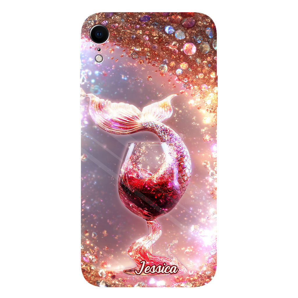 Je bois comme un poisson, je suis une sirène - Coque de téléphone personnalisée avec impression intégrale sur le thème du vin