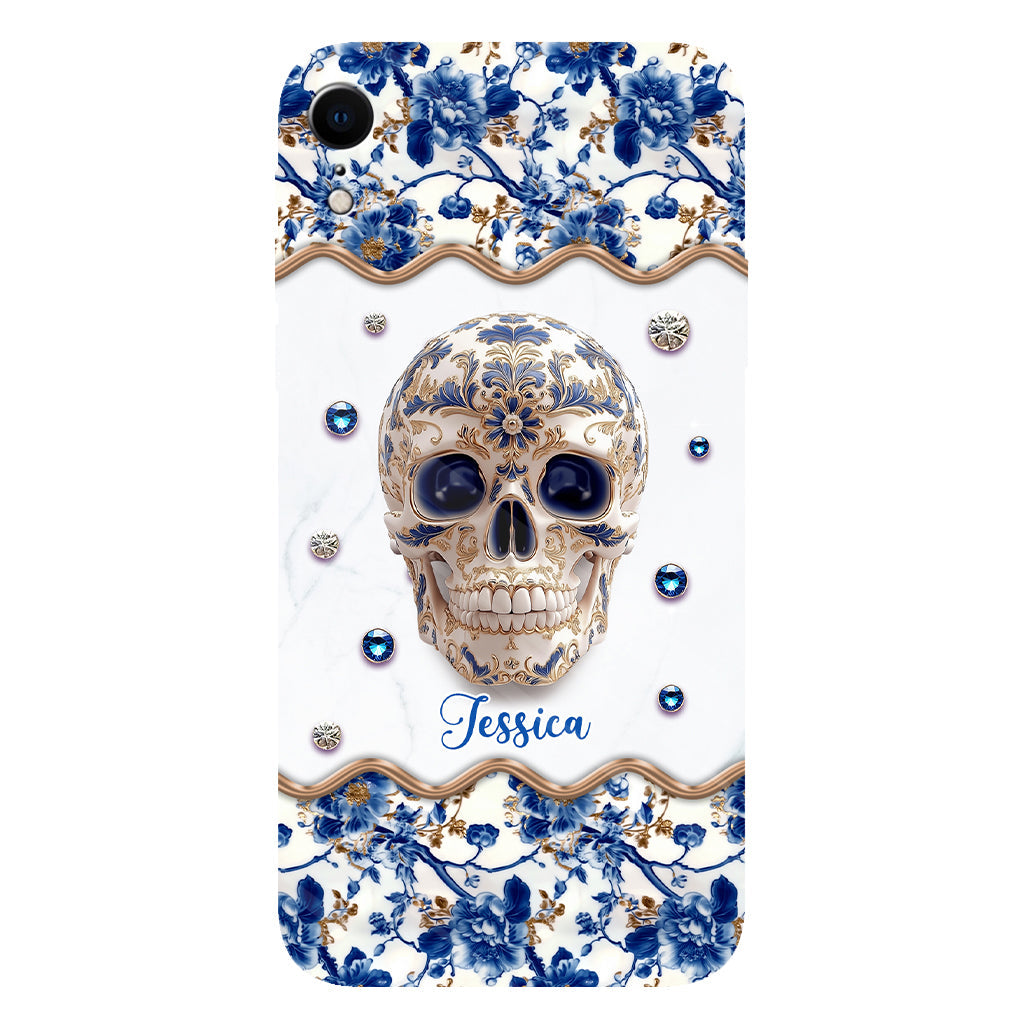 Totenkopf-Toile-de-Jouy – Personalisierte Handyhülle mit Totenkopf-Vollbilddruck