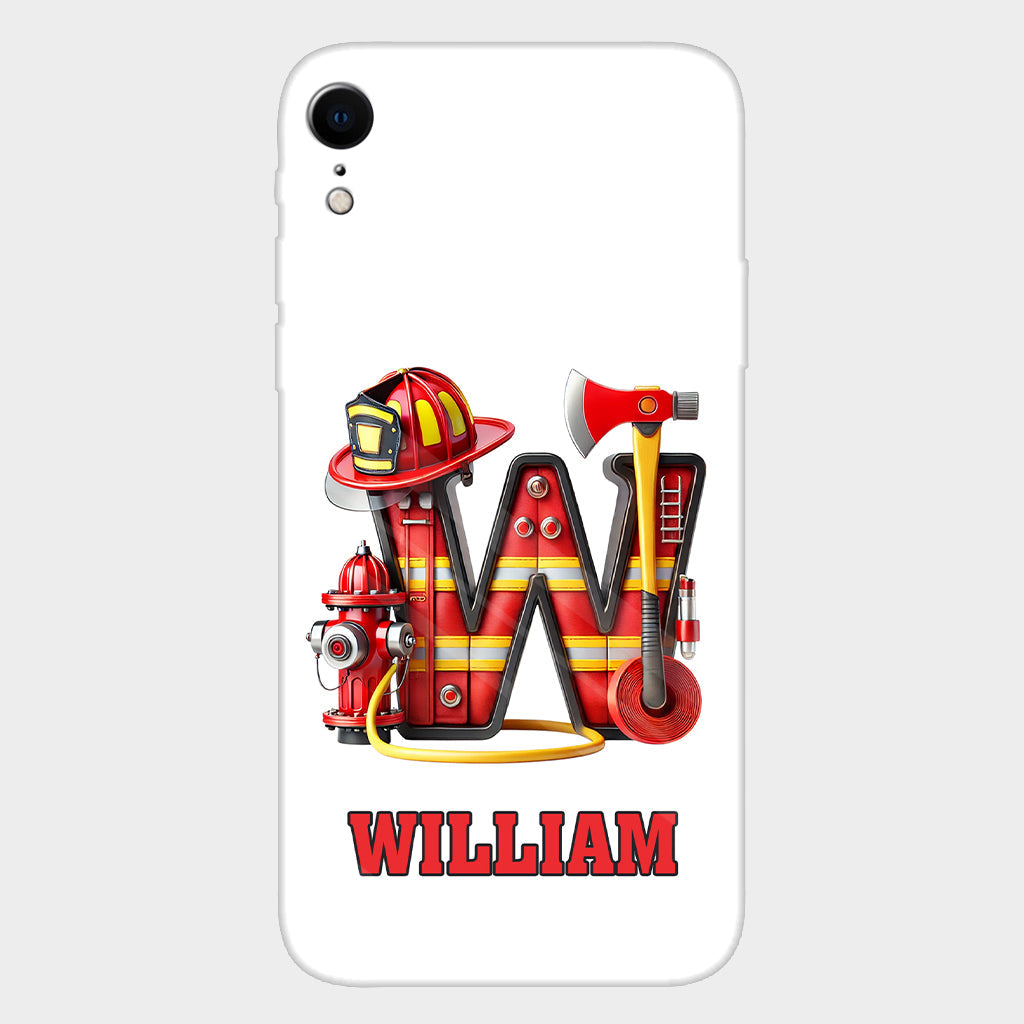 Étui de téléphone personnalisé avec motif pompier Alphabet - Coque de téléphone imprimée intégrale
