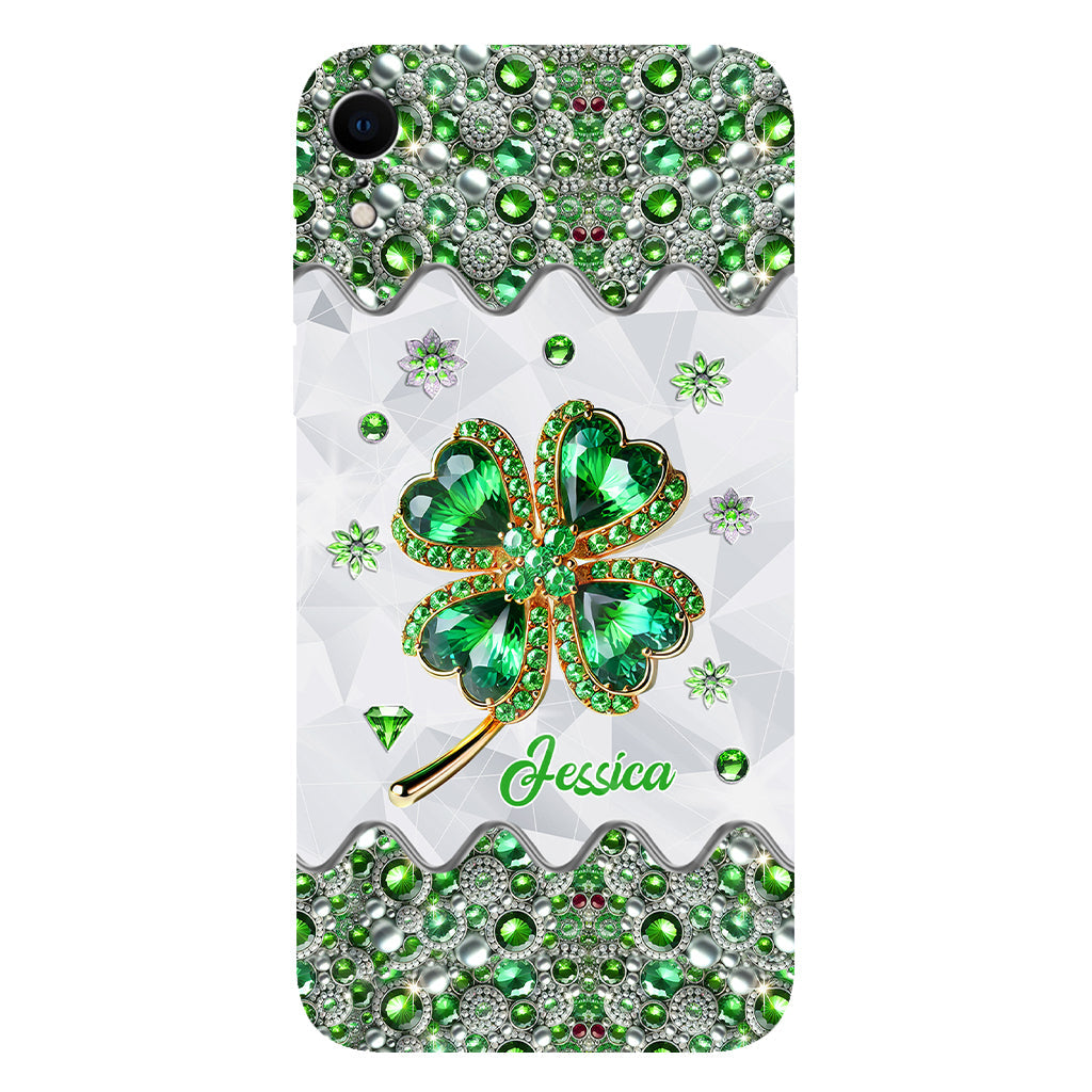 Coque de téléphone personnalisée avec trèfle à quatre feuilles porte-bonheur pour la Saint-Patrick - Impression intégrale