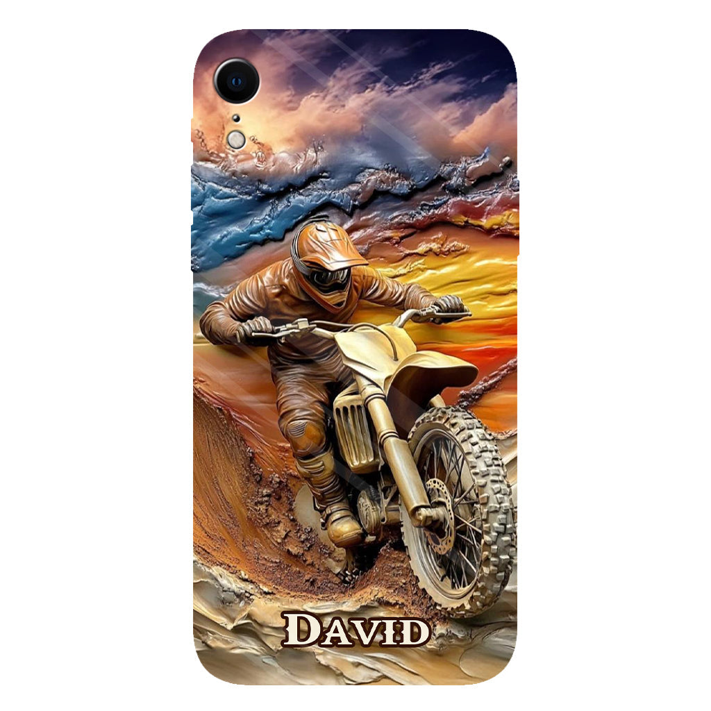 Né pour rouler - Coque de téléphone personnalisée avec impression intégrale de moto cross