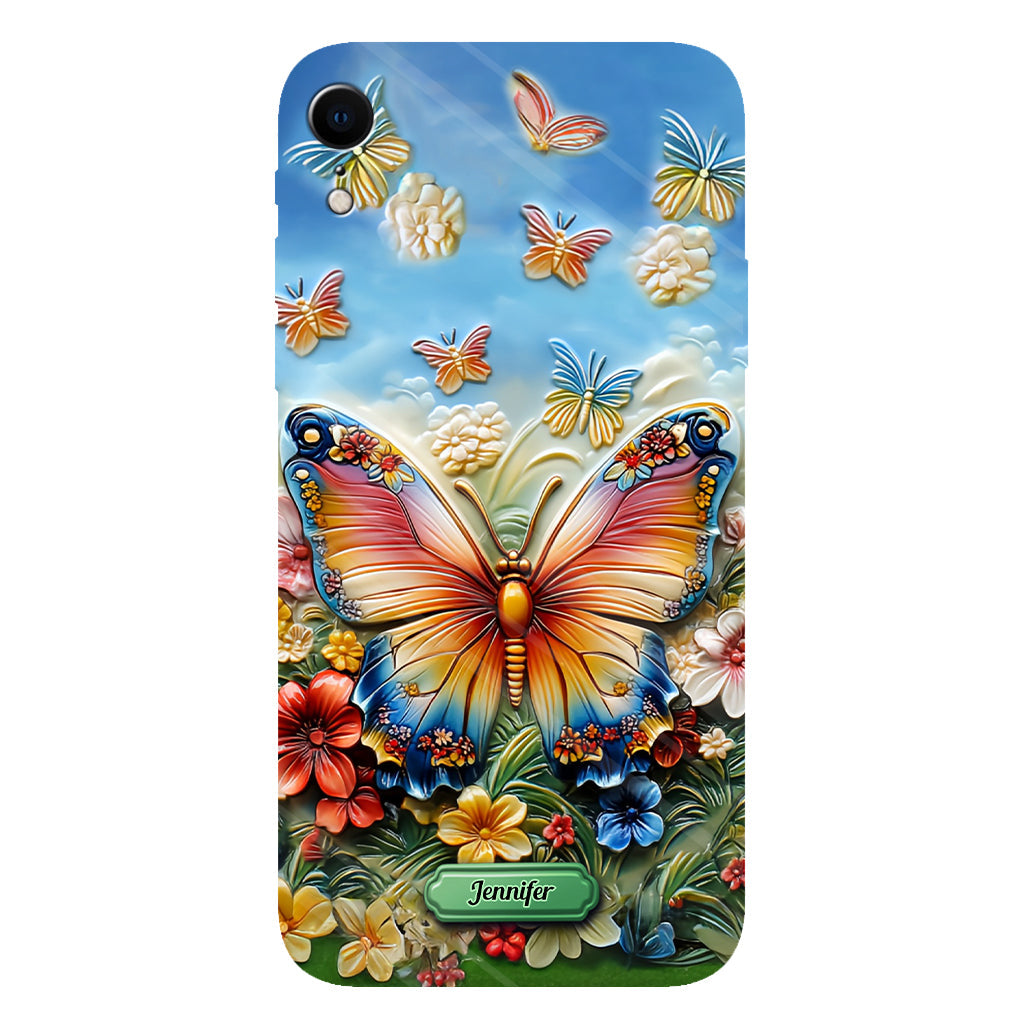 Wunderschöner Schmetterling, Biene, Libelle, Kolibri – personalisierte Handyhülle mit Schmetterlingsmotiv