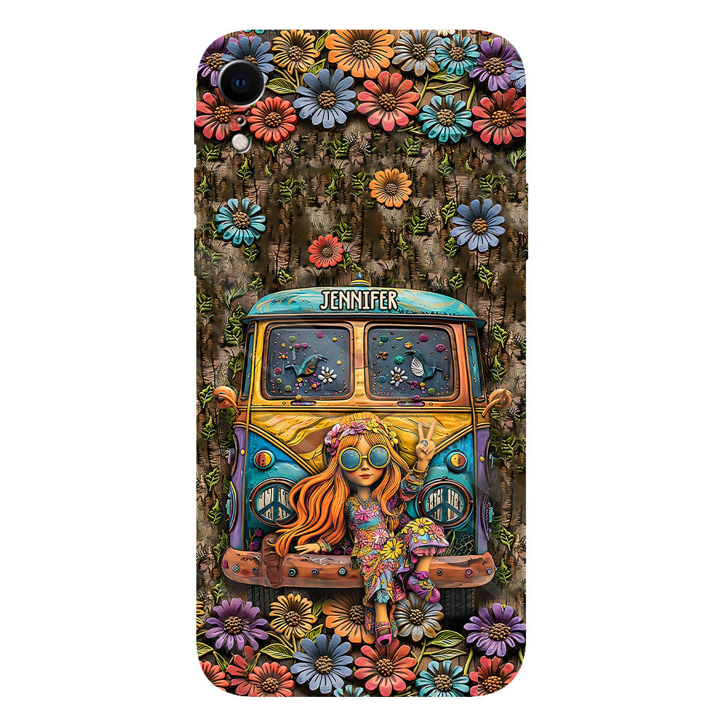 Niedliche Wohnwagen-Handyhülle mit personalisiertem Hippie-Vollbilddruck
