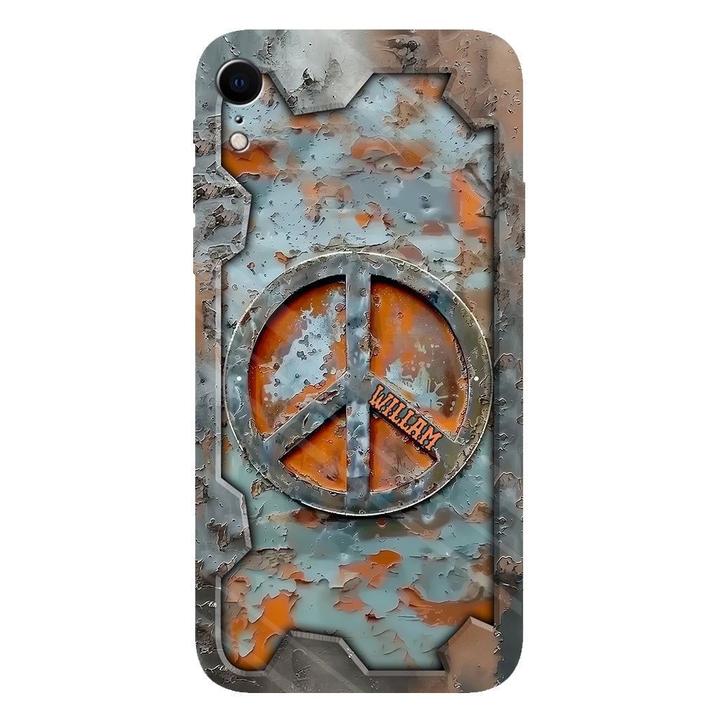Liebe und Frieden – Personalisierte Handyhülle im Hippie-Stil mit Vollprint