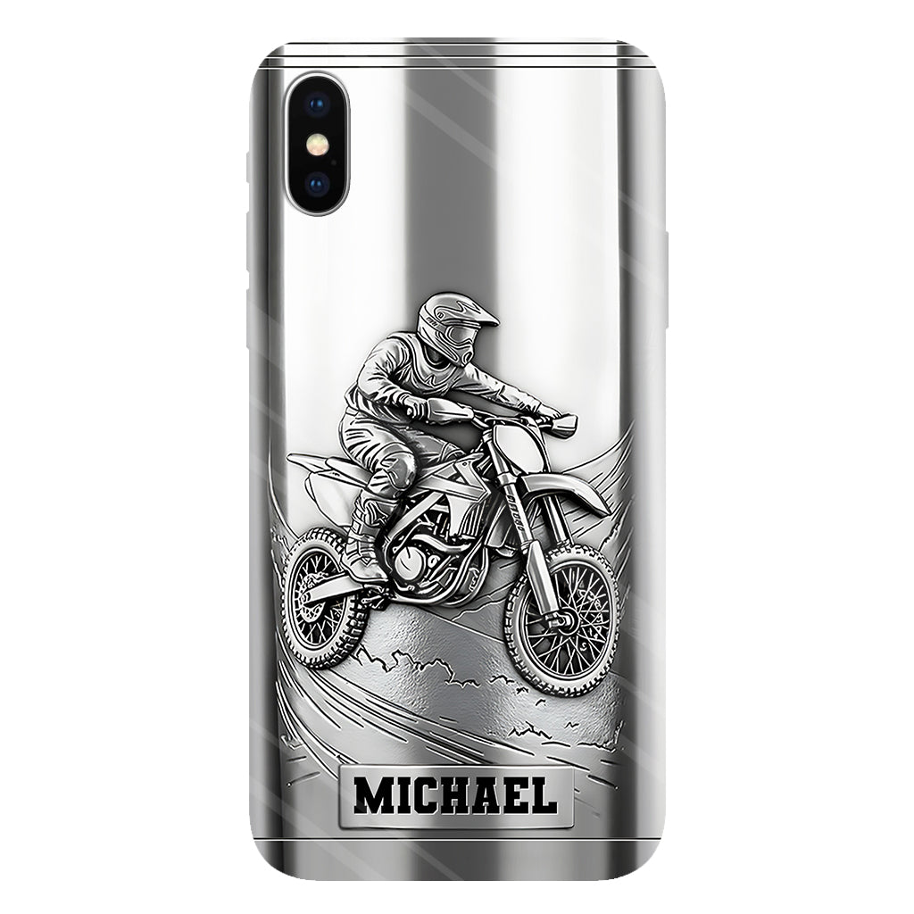 Handyhülle mit Metallic-Motiv (Dirtbike/Motocross) – Personalisierte Dirtbike-Handyhülle mit Vollbilddruck