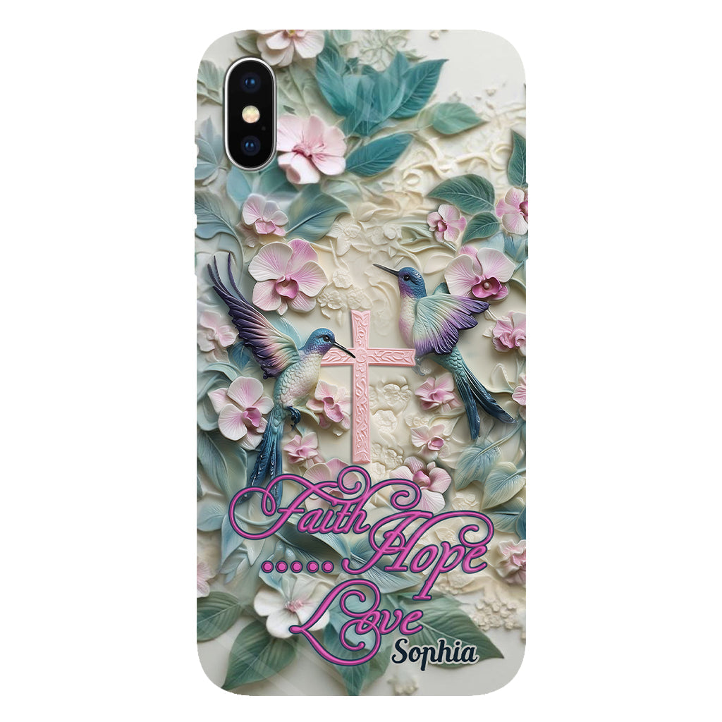 Foi, Espérance, Amour - Coque de téléphone personnalisée avec colibri - Impression intégrale