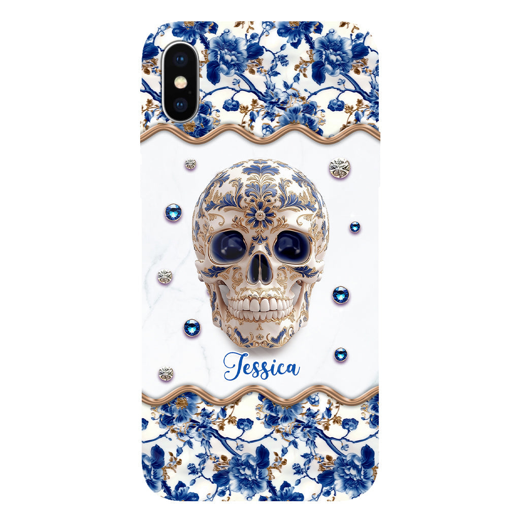 Totenkopf-Toile-de-Jouy – Personalisierte Handyhülle mit Totenkopf-Vollbilddruck