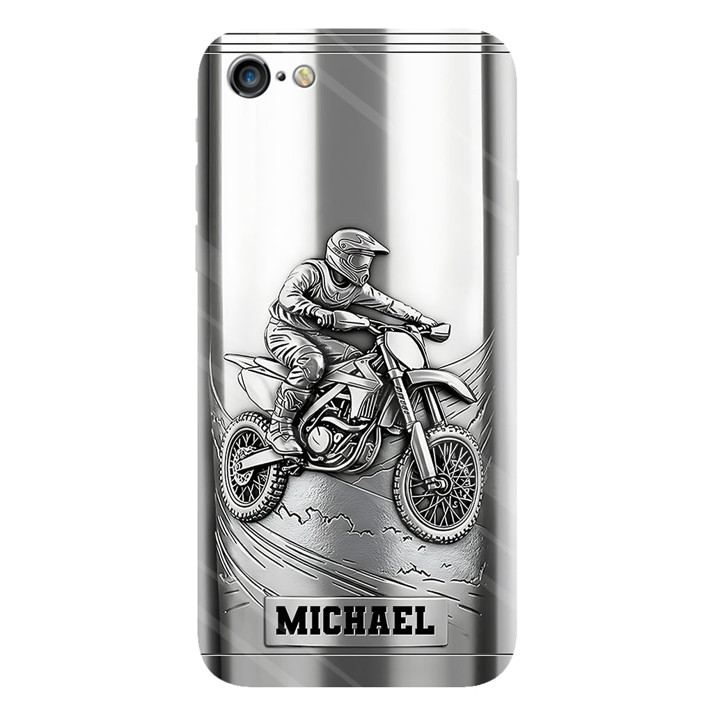 Handyhülle mit Metallic-Motiv (Dirtbike/Motocross) – Personalisierte Dirtbike-Handyhülle mit Vollbilddruck