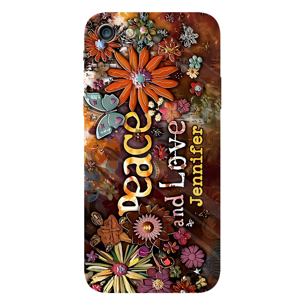 Frieden und Liebe – Personalisierte Handyhülle im Hippie-Stil mit Vollprint