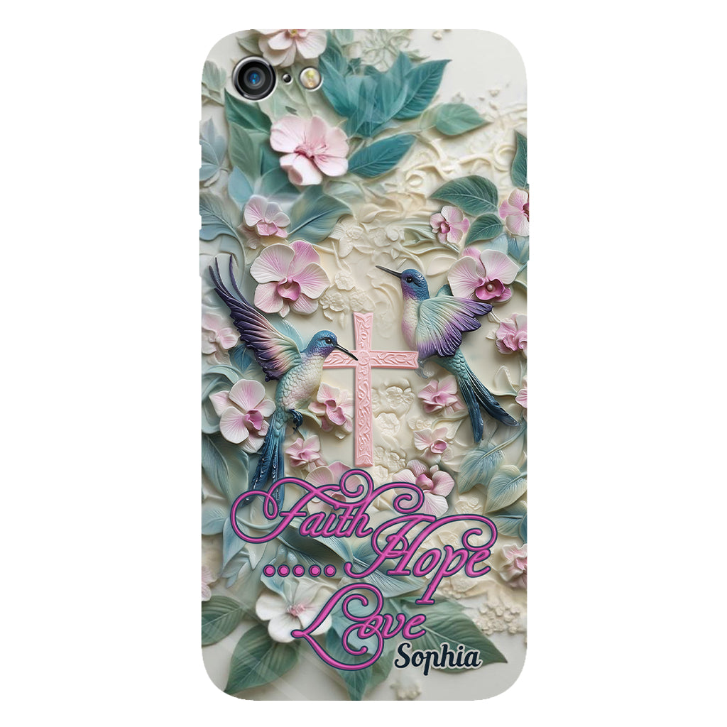 Foi, Espérance, Amour - Coque de téléphone personnalisée avec colibri - Impression intégrale
