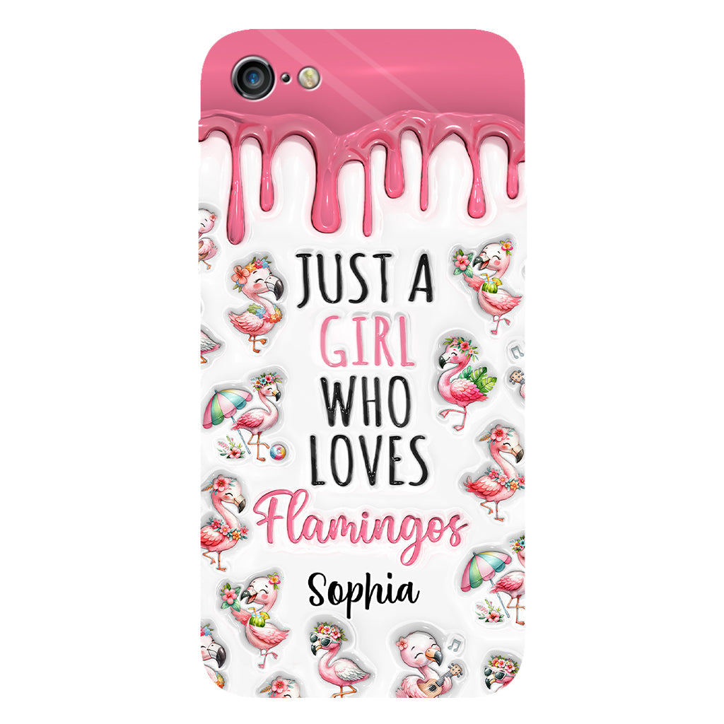 Juste une fille qui aime les flamants roses - Coque de téléphone personnalisée avec imprimé flamant rose