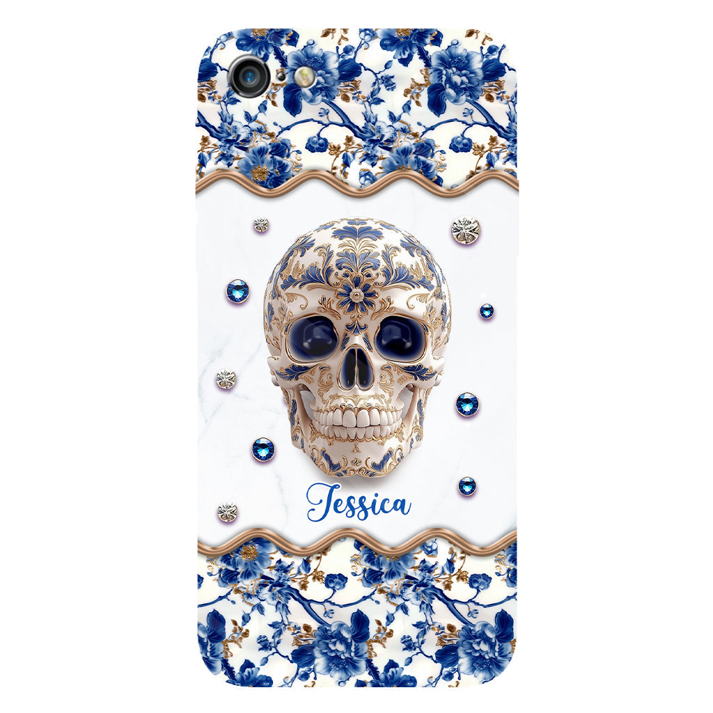 Totenkopf-Toile-de-Jouy – Personalisierte Handyhülle mit Totenkopf-Vollbilddruck