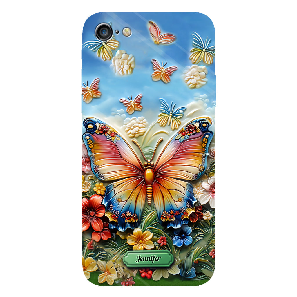 Wunderschöner Schmetterling, Biene, Libelle, Kolibri – personalisierte Handyhülle mit Schmetterlingsmotiv