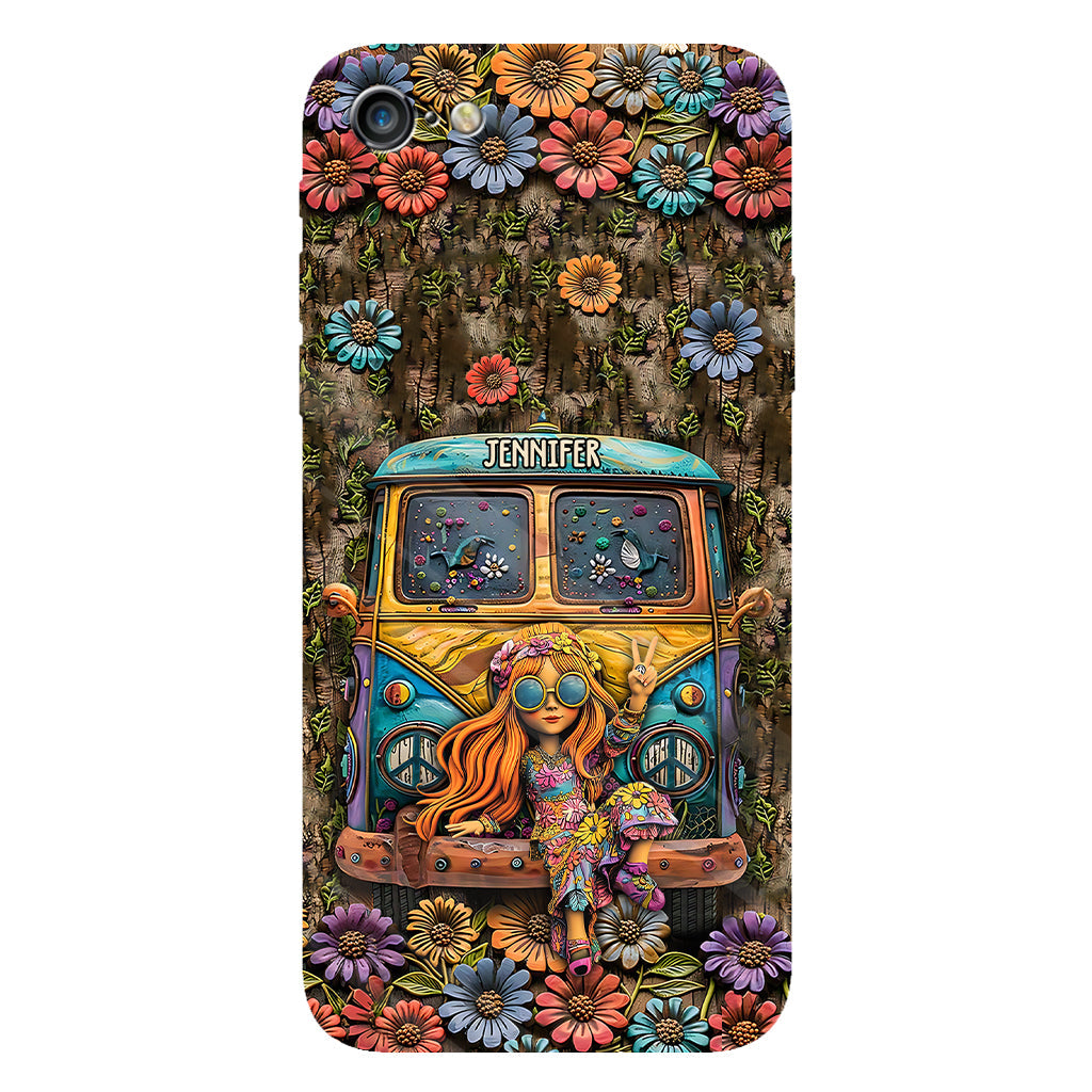 Niedliche Wohnwagen-Handyhülle mit personalisiertem Hippie-Vollbilddruck