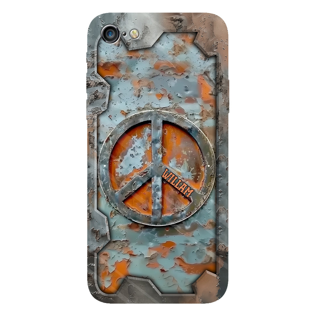 Liebe und Frieden – Personalisierte Handyhülle im Hippie-Stil mit Vollprint