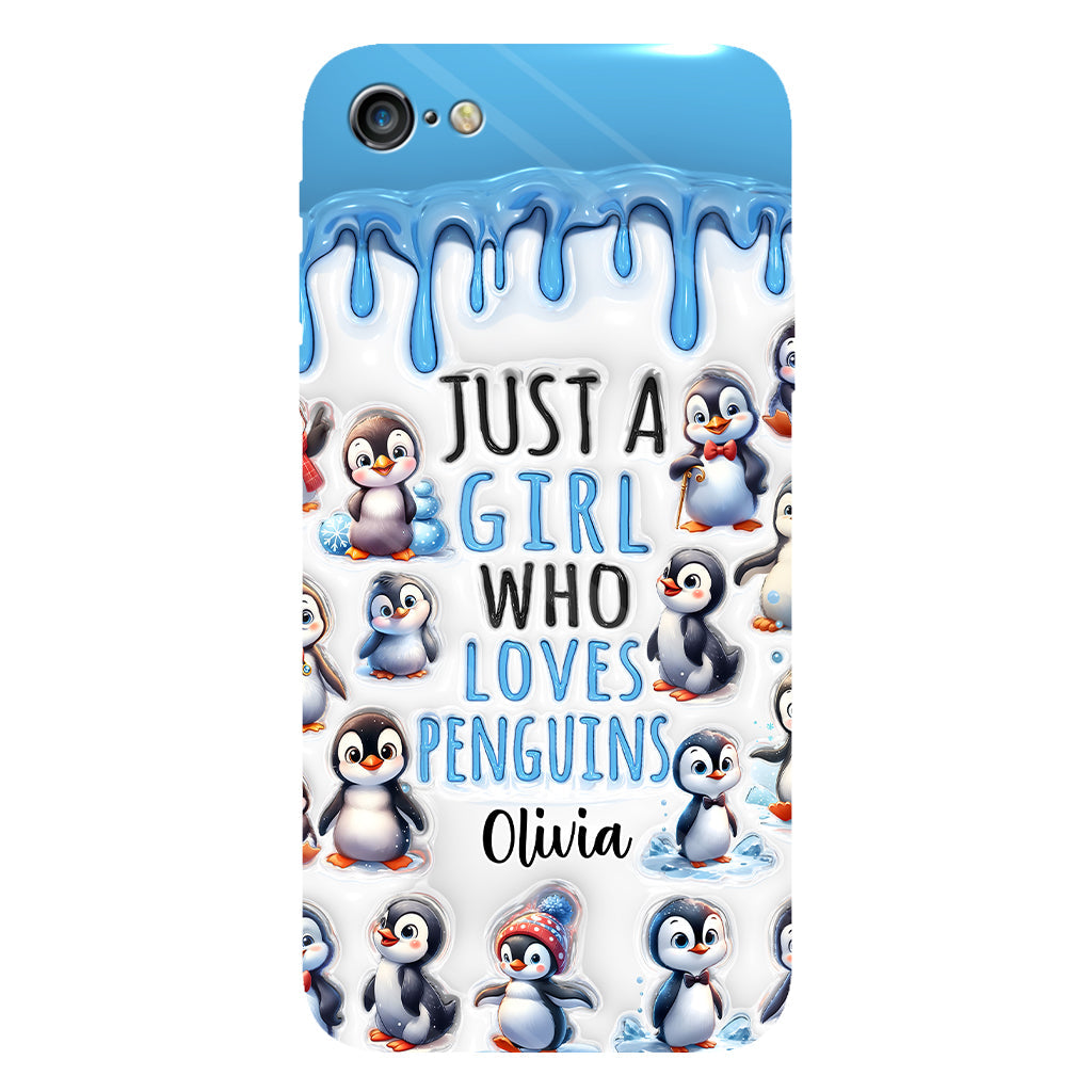 Juste une fille qui aime les pingouins - Coque de téléphone personnalisée avec impression intégrale « Amoureuse des pingouins »