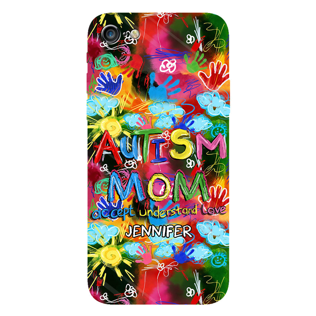 Maman d'un enfant autiste - Coque de téléphone personnalisée avec impression intégrale pour la sensibilisation à l'autisme