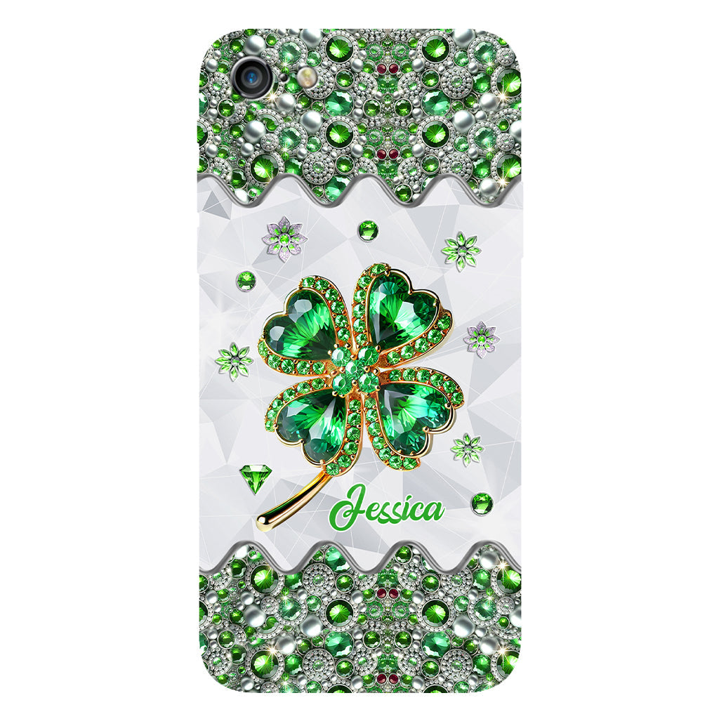 Coque de téléphone personnalisée avec trèfle à quatre feuilles porte-bonheur pour la Saint-Patrick - Impression intégrale