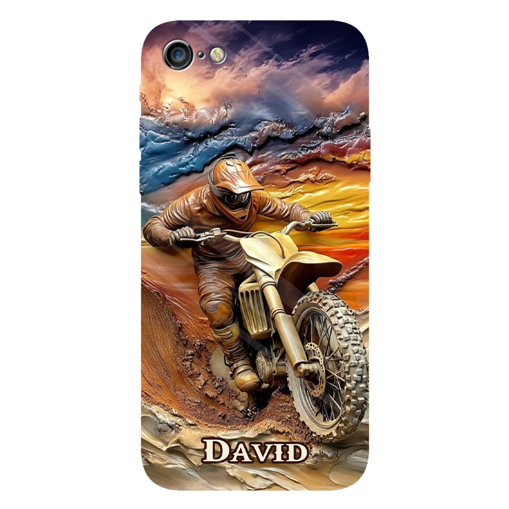 Né pour rouler - Coque de téléphone personnalisée avec impression intégrale de moto cross