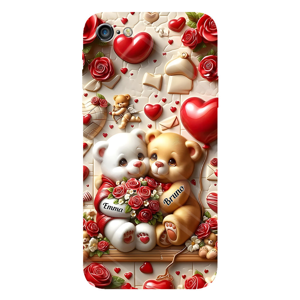 Cute Bear Couple - Personalized Couple Full Print Phone Case