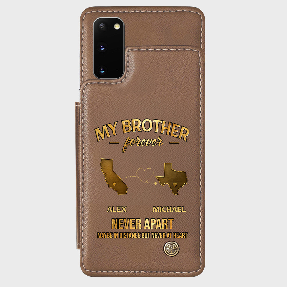 Mein Bruder/Meine Schwester/Mein Sohn... Für immer, nie getrennt. Vielleicht in der Ferne, aber nie im Herzen – Personalisierte Handyhülle mit Geschwistermotiv