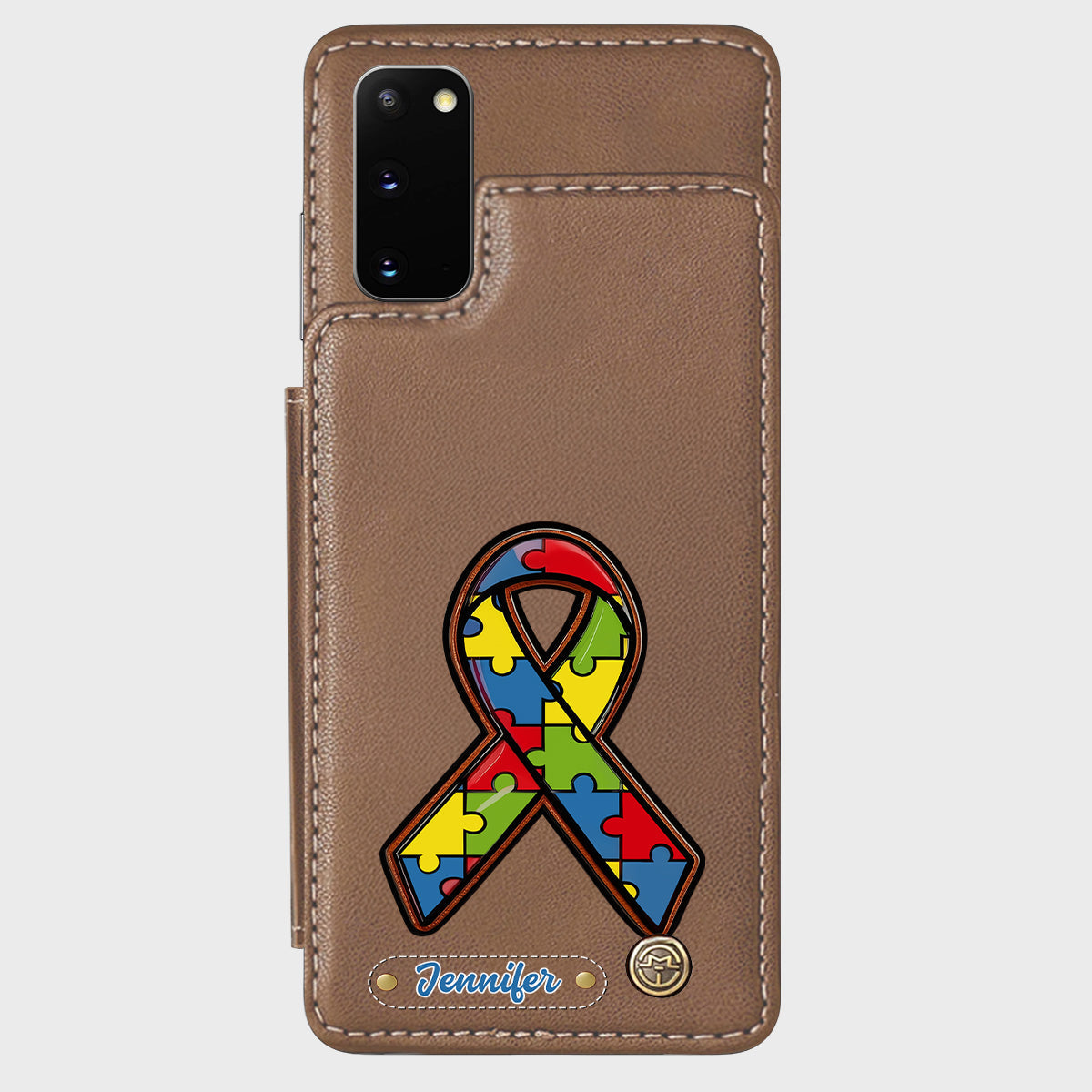 Autismus-Bewusstsein – Personalisierte Handyhülle mit Brieftaschenmotiv zum Thema Autismus