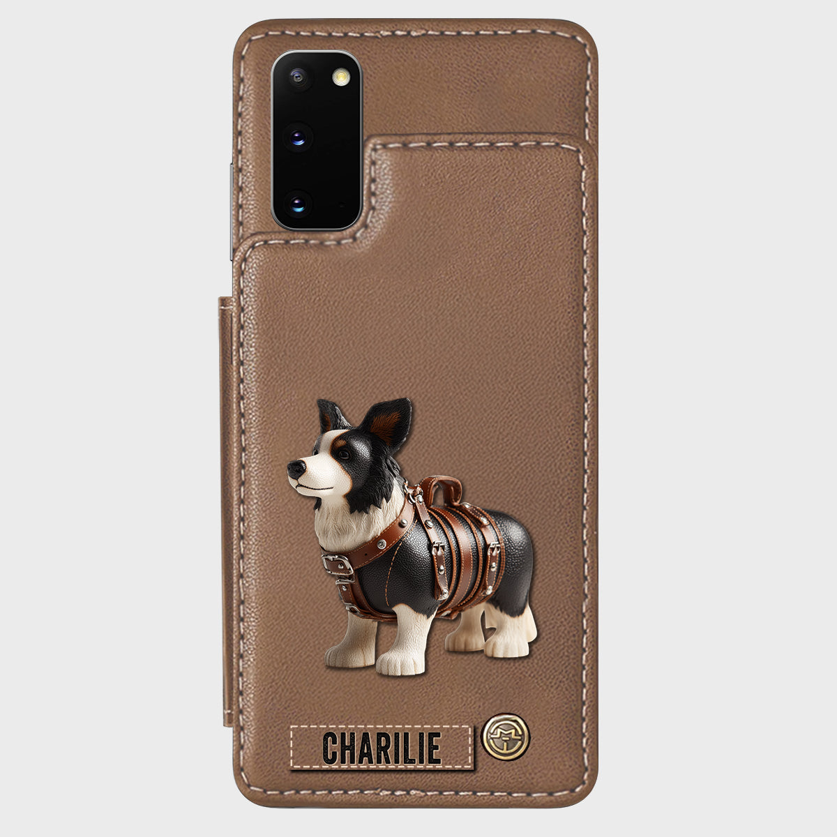 Étui portefeuille personnalisé pour téléphone avec un adorable Border Collie - Étui pour téléphone/portefeuille pour chien