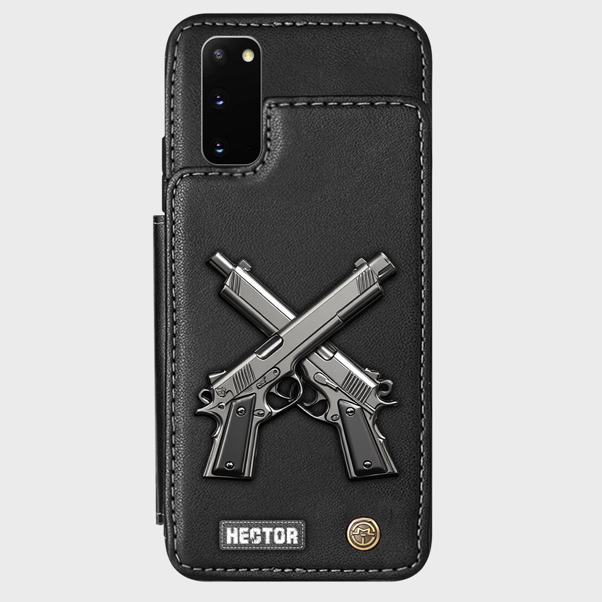 Étui portefeuille pour téléphone avec pistolets croisés - Équipement tactique personnalisé