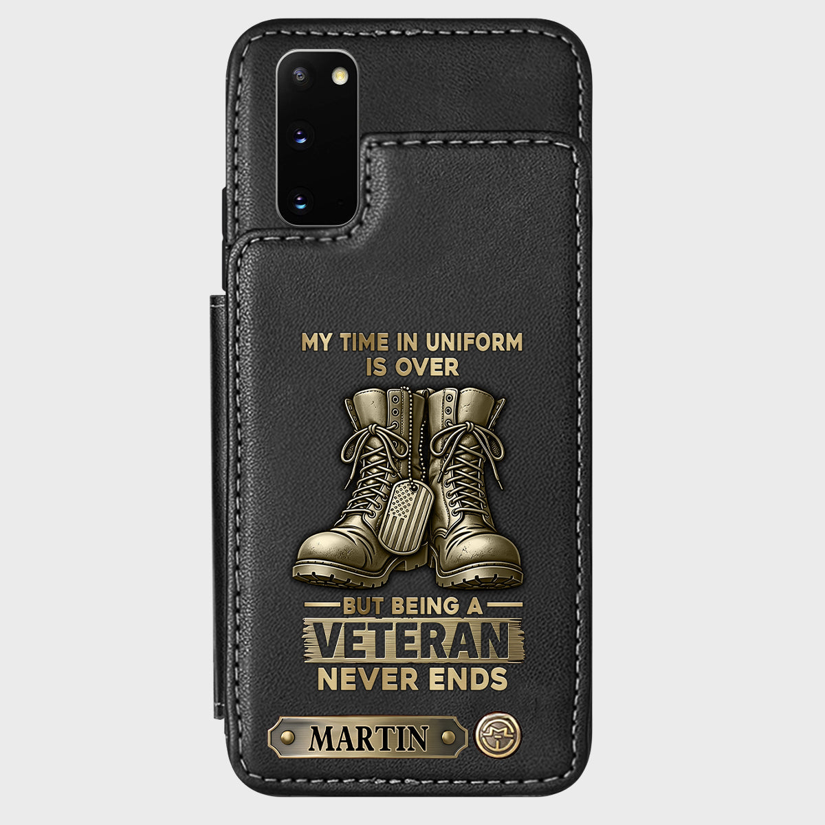 Étui portefeuille personnalisé pour téléphone, en hommage aux anciens combattants.