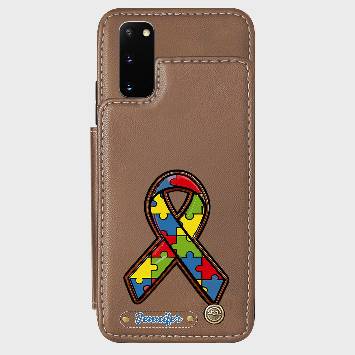 Autismus-Bewusstsein – Personalisierte Handyhülle mit Brieftaschenmotiv zum Thema Autismus