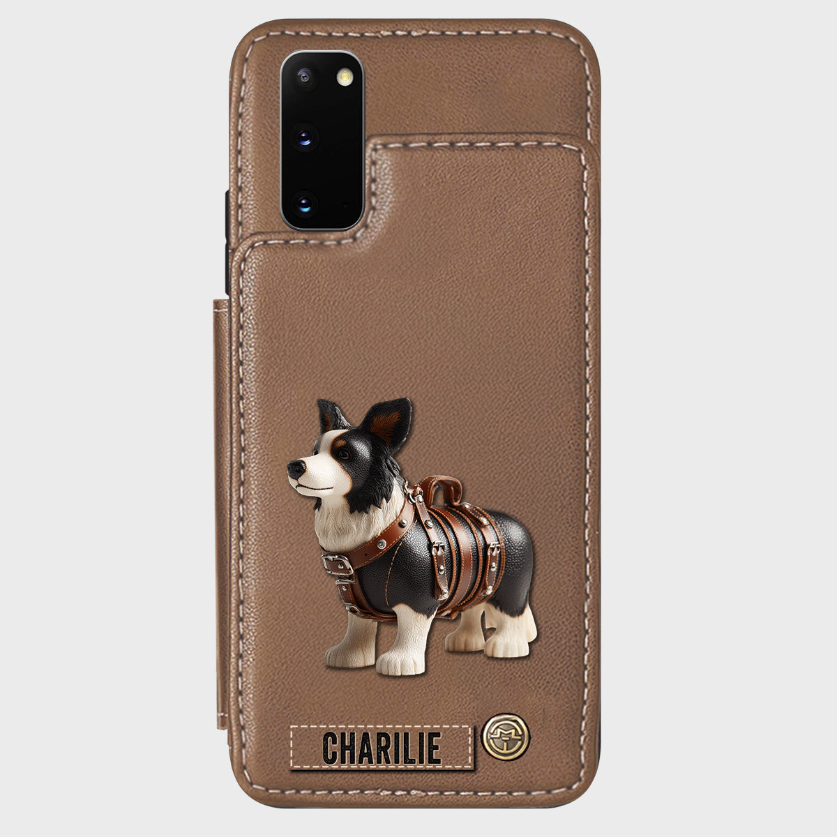 Étui portefeuille personnalisé pour téléphone avec un adorable Border Collie - Étui pour téléphone/portefeuille pour chien