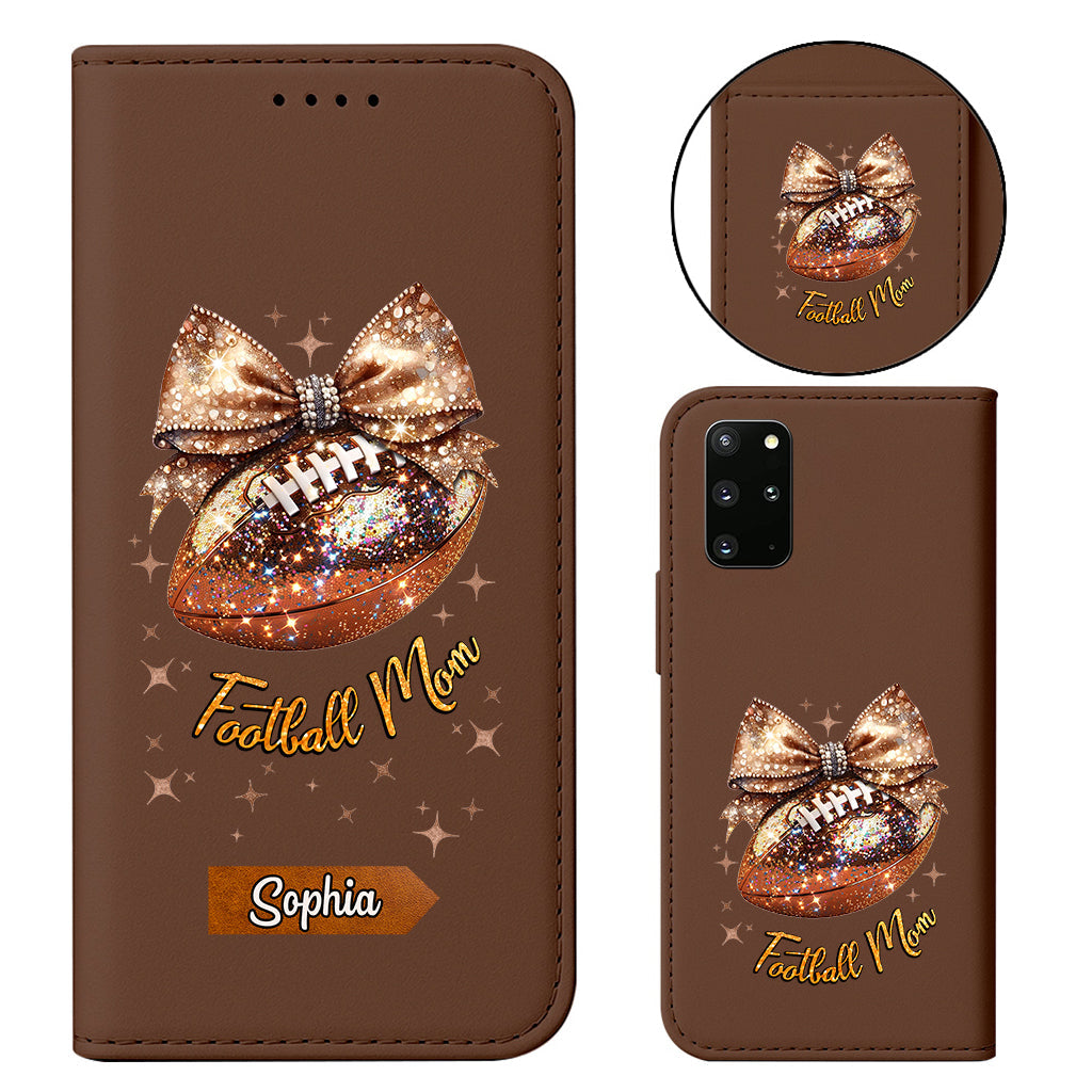 Étui portefeuille pour téléphone à paillettes en forme de ballon de football - Personnalisé et avec bandoulière