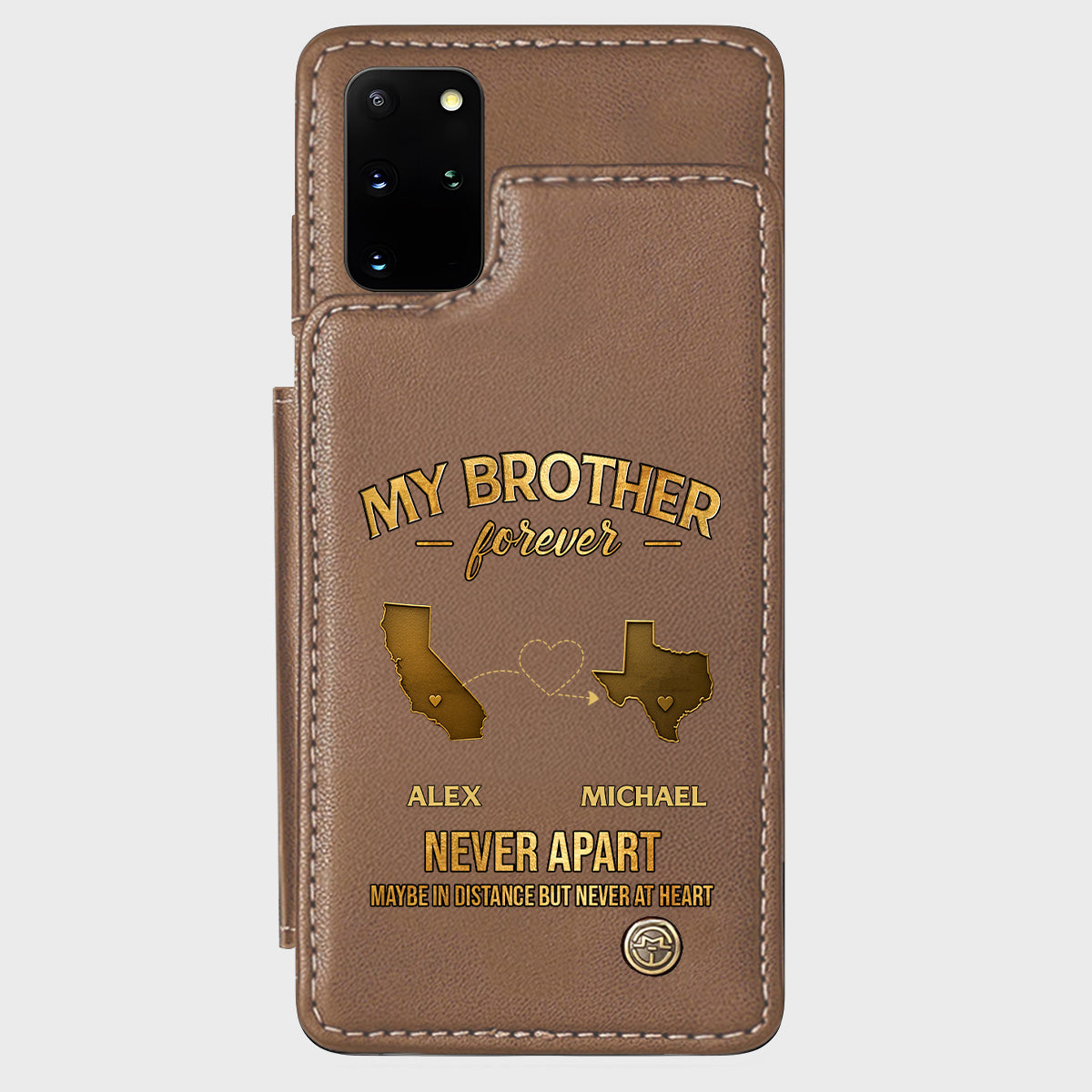 Mein Bruder/Meine Schwester/Mein Sohn... Für immer, nie getrennt. Vielleicht in der Ferne, aber nie im Herzen – Personalisierte Handyhülle mit Geschwistermotiv