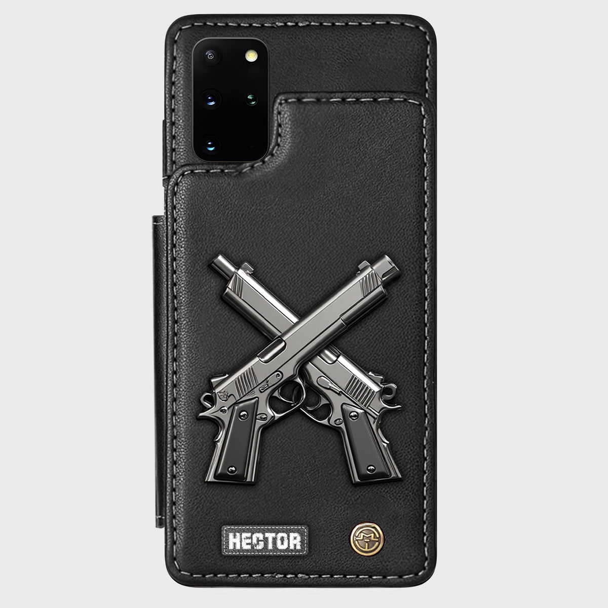 Étui portefeuille pour téléphone avec pistolets croisés - Équipement tactique personnalisé